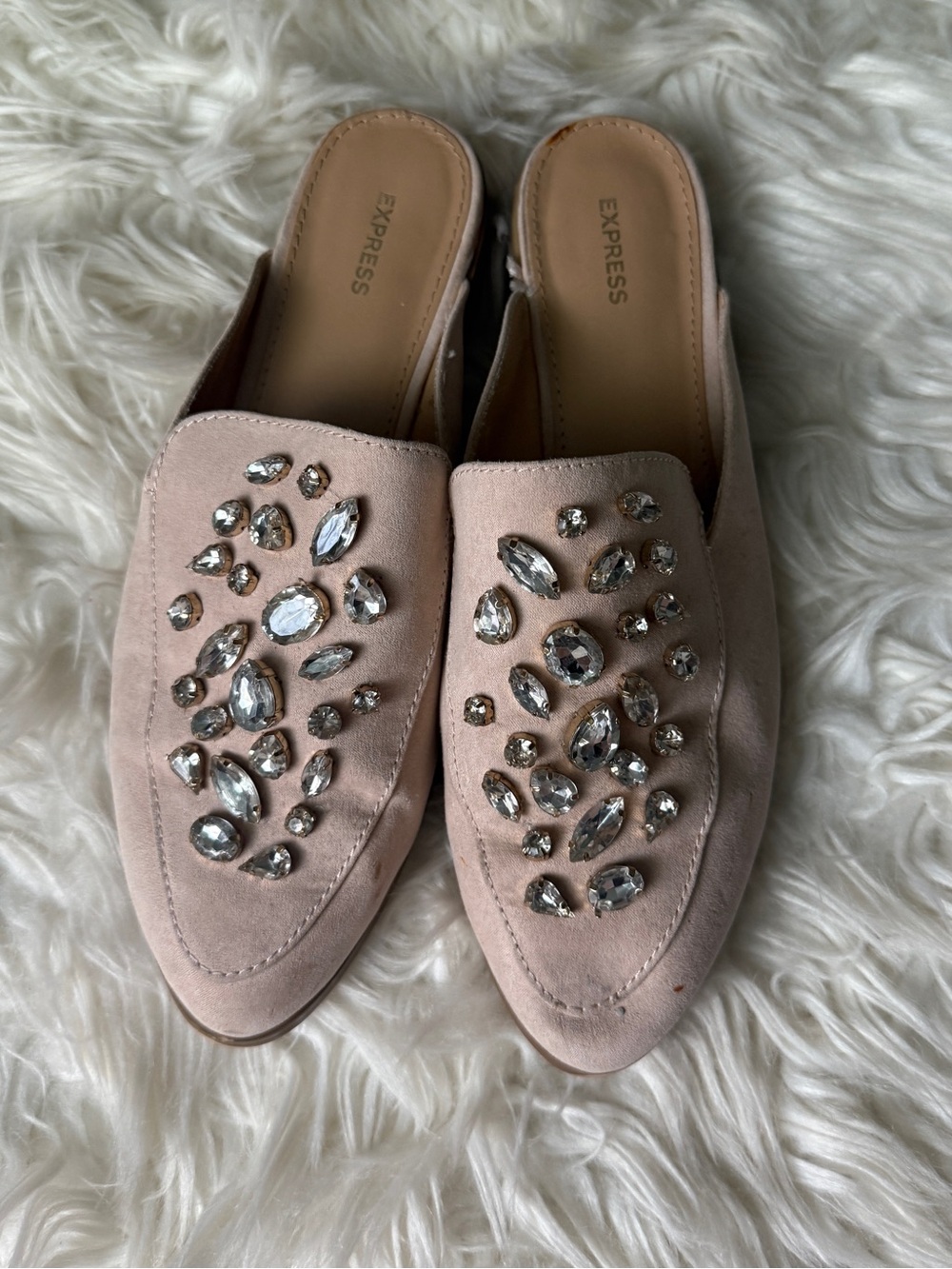 Express Bejeweled Pink Mule Loafers Size 8 - Picture 2 of 7